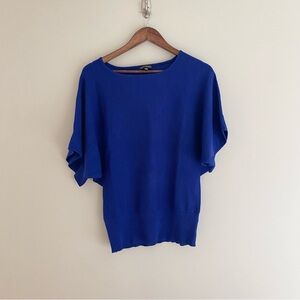 SARAH JOHNSON Women's Blue Short Sleeve Batwing Sweater Size M